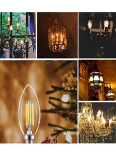 MODI E14 Candle Bulb 40 Watt Equivalent LED Filament Light Bulbs Non-Dimmable White 6500K Classic Clear Glass 480LM Flame LED Filament Candle Bulb 4W Pack 10  - Image 4