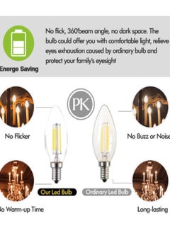 MODI E14 Candle Bulb 40 Watt Equivalent LED Filament Light Bulbs Non-Dimmable White 6500K Classic Clear Glass 480LM Flame LED Filament Candle Bulb 4W Pack 10  - Image 5