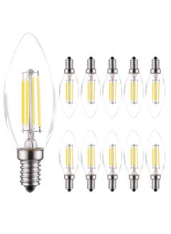 MODI E14 Candle Bulb 40 Watt Equivalent LED Filament Light Bulbs Non-Dimmable White 6500K Classic Clear Glass 480LM Flame LED Filament Candle Bulb 4W Pack 10  - Image 1