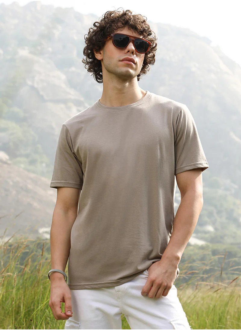 كامبوس سوترا Men's Cloud Grey Solid Regular T-Shirt