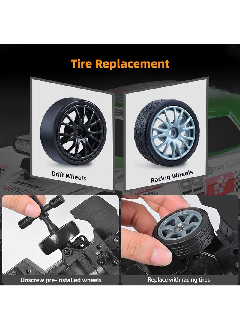 Taizz Ventures 1:16 Scale Remote Control Car RC Drift Car 4WD 18KM/H High Speed Model Vehicle 2.4GHz with LED Lights Spray Rubber Tire Racing Sport Toy Car for Adults Boys Girls Kids Gift 2Pcs Rechargeable Batteries - Black  - Image 4