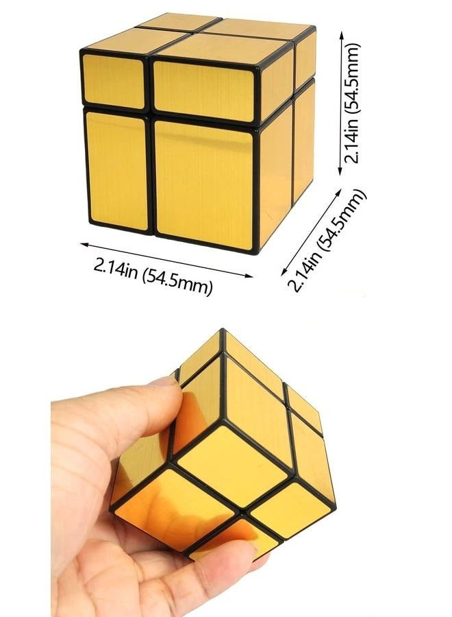 مكعب المرآة 2x2x2 مكعب السرعة 2x2 مكعب سحري لغز للأطفال والكبار (مستويين ذهبيين) - Image 3
