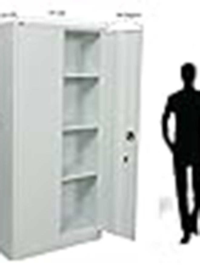 RIGID Steel Office Filing Cupboard with Key Lock, Pre-Assembled Metal Almirah Cabinet with 3 Adjustable Shelves, Storage Closet for Office, School, Home Use – White (39D x 85W x 180H cm) - Image 2