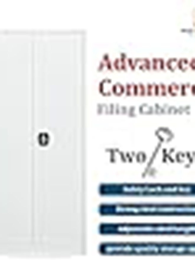 RIGID Steel Office Filing Cupboard with Key Lock, Pre-Assembled Metal Almirah Cabinet with 3 Adjustable Shelves, Storage Closet for Office, School, Home Use – White (39D x 85W x 180H cm) - Image 3