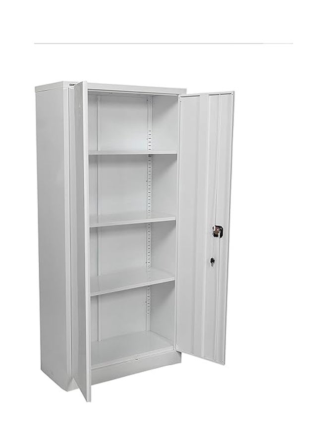 RIGID Steel Office Filing Cupboard with Key Lock, Pre-Assembled Metal Almirah Cabinet with 3 Adjustable Shelves, Storage Closet for Office, School, Home Use – White (39D x 85W x 180H cm) - Image 4