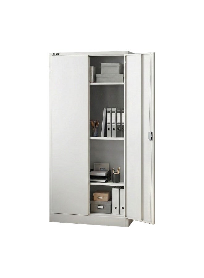 RIGID Steel Office Filing Cupboard with Key Lock, Pre-Assembled Metal Almirah Cabinet with 3 Adjustable Shelves, Storage Closet for Office, School, Home Use – White (39D x 85W x 180H cm) - Image 4