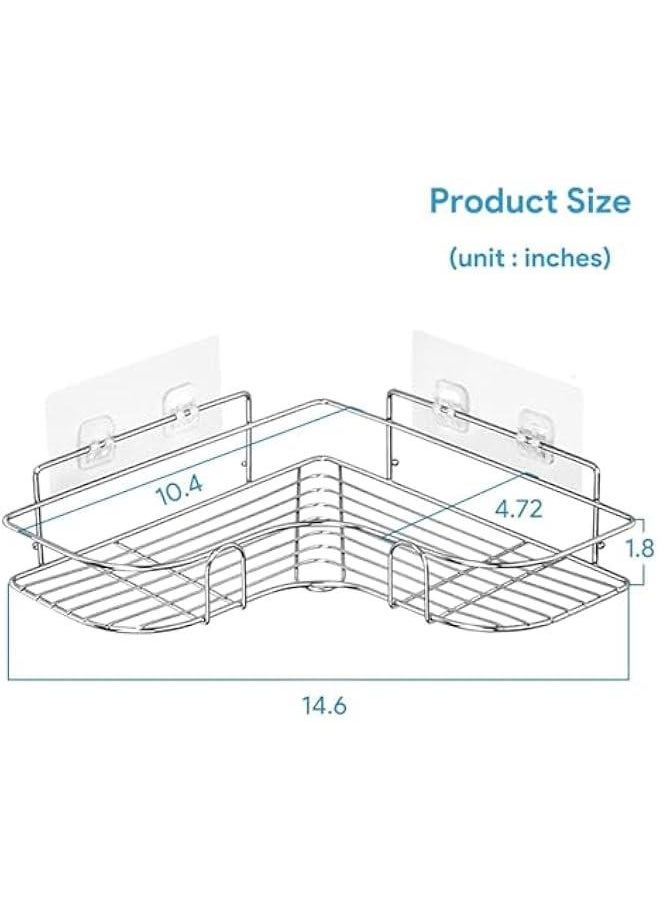 HOOKOR - Adhesive Corner Shower Caddy Hanging, SUS304 Stainless Steel, No Rust Bathroom Shelves Wall Mounted Shower Shelf for Shower Organizer/Bathroom Organizer and Storage, 2 Pack - Image 1