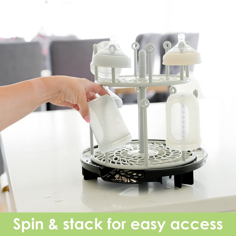 The First Years Spin Stack Bottle Drying Rack â€” Black â€” 2-Tier Rotating Countertop Drying Rack for Up to 16 Bottles â€” Baby Essentials for Everyday Use - Image 3