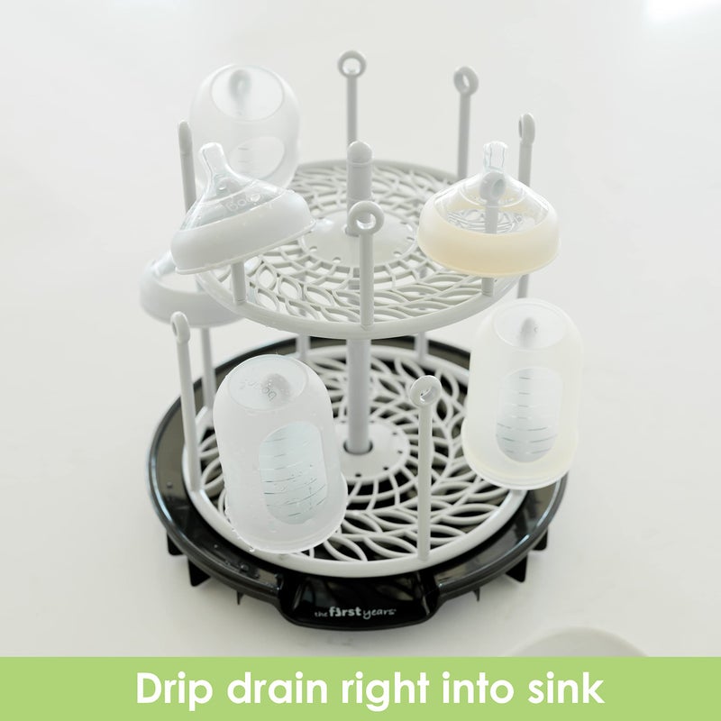 The First Years Spin Stack Bottle Drying Rack â€” Black â€” 2-Tier Rotating Countertop Drying Rack for Up to 16 Bottles â€” Baby Essentials for Everyday Use - Image 4