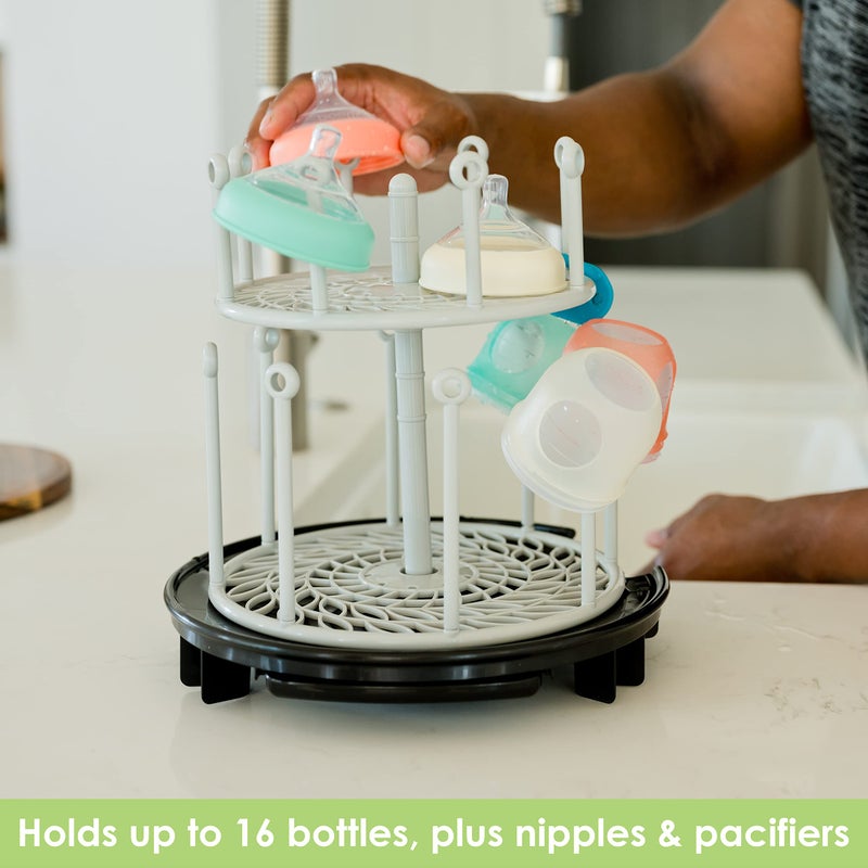The First Years Spin Stack Bottle Drying Rack â€” Black â€” 2-Tier Rotating Countertop Drying Rack for Up to 16 Bottles â€” Baby Essentials for Everyday Use - Image 5