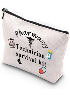 WCGXKO WCGXKO Pharmacy Technician Survival Kit Funny Zipper Pouch Makeup Bag Gift for Pharmacy Tech Pharmacist RX Gift (Pharmacy Technician Survival) 