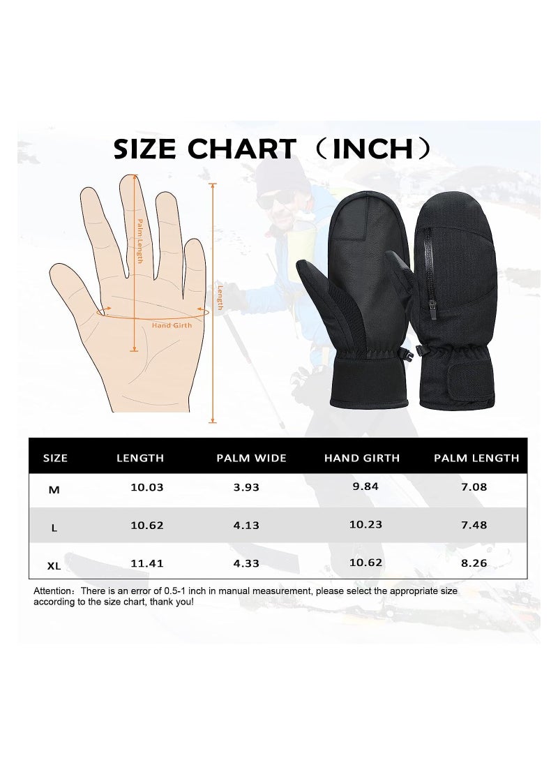 KASTWAVE Ski Touchscreen Gloves,  Men Women Warm Waterproof Windproof Snow Gloves for Snowmobile/Hiking Outerdoor, Black (L Size)  - Image 5