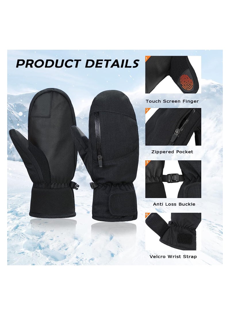 KASTWAVE Ski Touchscreen Gloves,  Men Women Warm Waterproof Windproof Snow Gloves for Snowmobile/Hiking Outerdoor, Black (L Size)  - Image 3