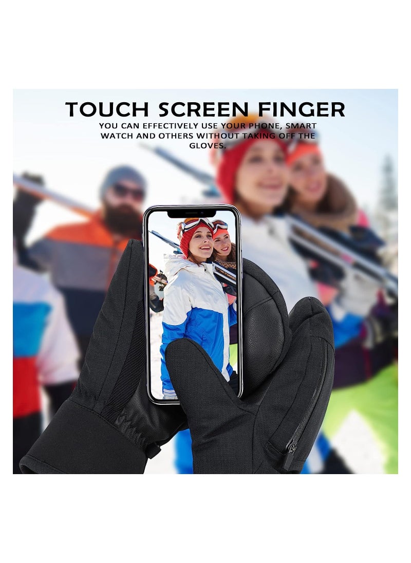 KASTWAVE Ski Touchscreen Gloves,  Men Women Warm Waterproof Windproof Snow Gloves for Snowmobile/Hiking Outerdoor, Black (L Size)  - Image 2