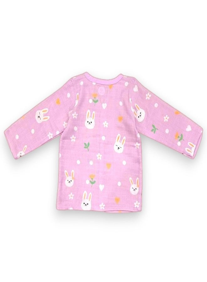 TEETAR Muslin Cotton Night Suit for Babies - Soft Full Sleeve Sleepwear Set for Baby Boy & Girl, Muslin Pyjamas & Top, Lightweight Baby Cotton Clothes, Bunny Hugs, 9-12 Months - Image 3
