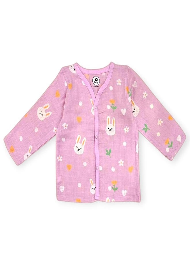 TEETAR Muslin Cotton Night Suit for Babies - Soft Full Sleeve Sleepwear Set for Baby Boy & Girl, Muslin Pyjamas & Top, Lightweight Baby Cotton Clothes, Bunny Hugs, 9-12 Months - Image 2