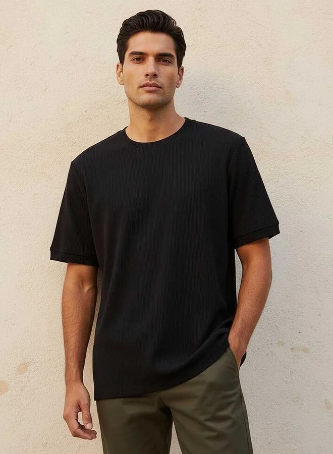 Iconic Iconic Crew Neck Short Sleeves Textured T shirt