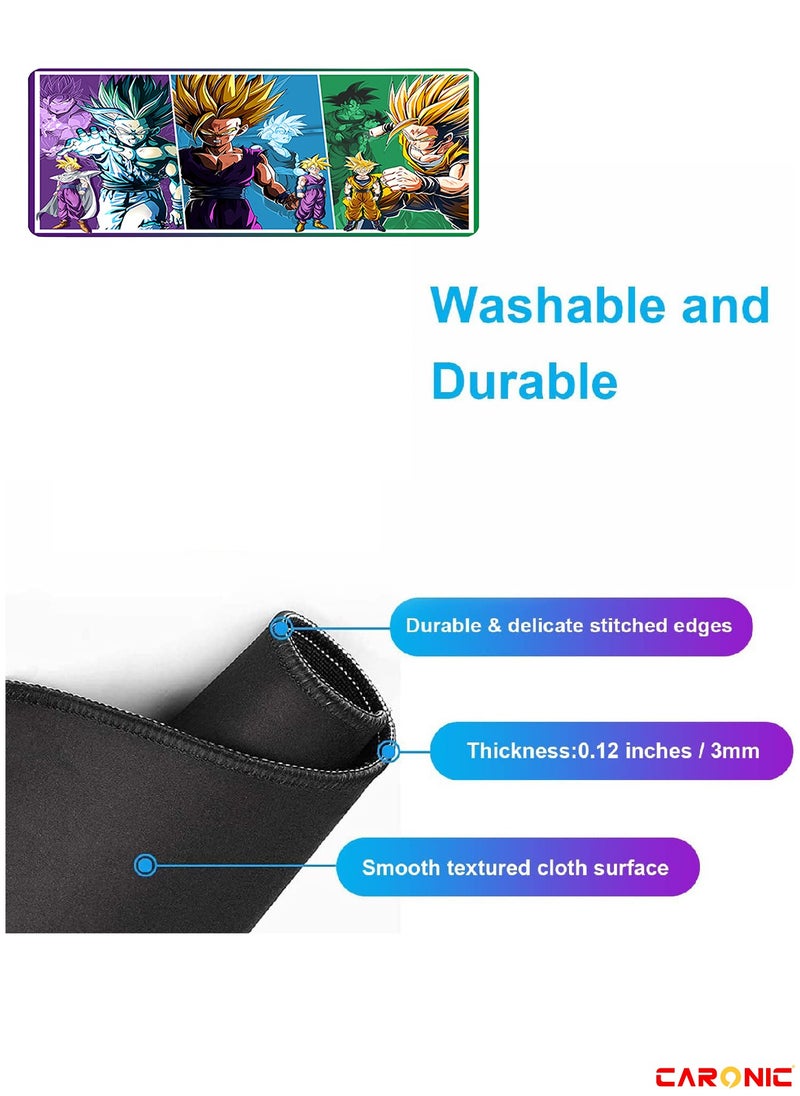 CARONIC Large Gaming Mouse Pad with Superior Micro Weave Cloth Extended Desk Mousepad with Stitched Edges Non-Slip Base Water Resist Keyboard Pad For Gamer And Office Home DBZ 420  - Image 5
