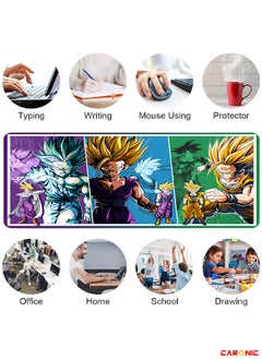 CARONIC Large Gaming Mouse Pad with Superior Micro Weave Cloth Extended Desk Mousepad with Stitched Edges Non-Slip Base Water Resist Keyboard Pad For Gamer And Office Home DBZ 420  - Image 2