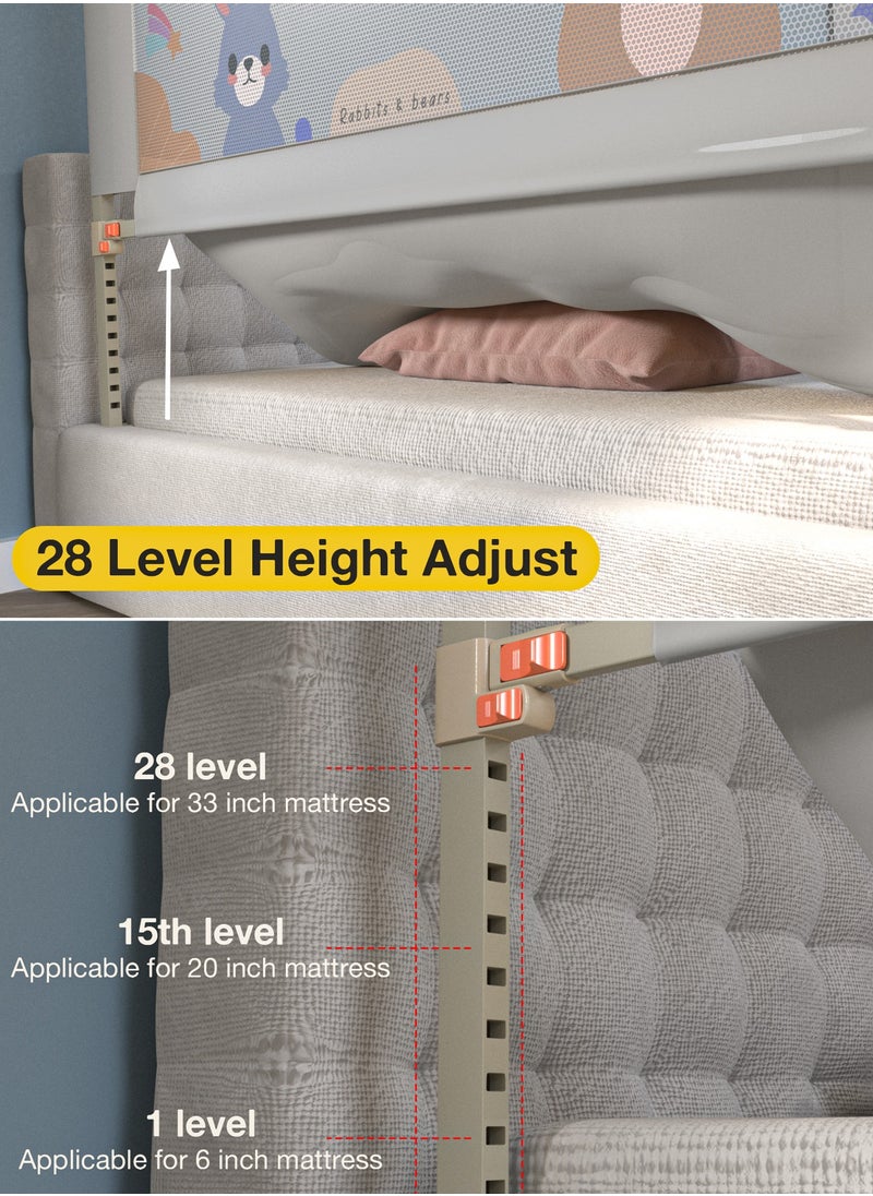 BAYBEE - 180 x 80cm Baby Bed Rail Guard for Baby Safety with 28 Height Adjustable, Portable Bed Side Protector for Baby Falling | Foldable Single Side Baby Bed Railing for Kids Toddler Grey - Image 1