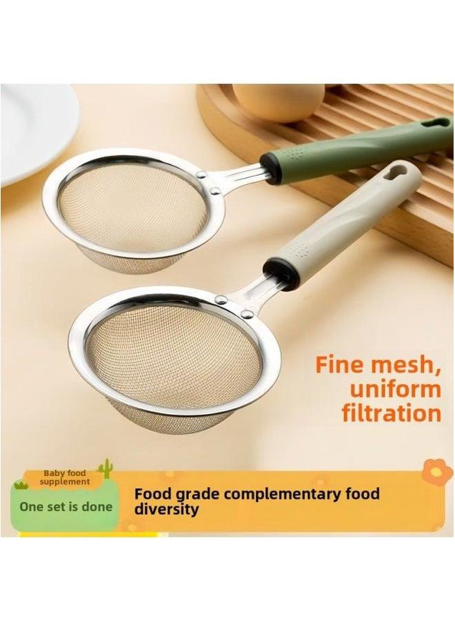 New Baby Food Supplement Tool Special Egg Beater Mesh Leakage Three-piece Filter Screen White Separator-Color:Warm Gray Stainless Steel + Separator [two-piece Set C] - Image 5