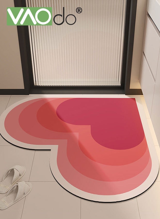 VAOdo Love Shape Bath Mat, Bathroom Rug, Non-Slip Soft Shower Rug, Rapid Water Absorption Shower Mat, Washable Absorbent for Living Room Bedroom Bathroom Office 90*90CM - Image 1