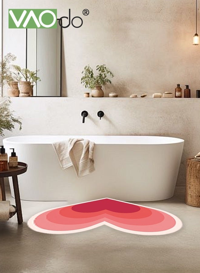 VAOdo Love Shape Bath Mat, Bathroom Rug, Non-Slip Soft Shower Rug, Rapid Water Absorption Shower Mat, Washable Absorbent for Living Room Bedroom Bathroom Office 90*90CM - Image 5