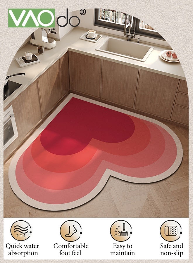 VAOdo Love Shape Bath Mat, Bathroom Rug, Non-Slip Soft Shower Rug, Rapid Water Absorption Shower Mat, Washable Absorbent for Living Room Bedroom Bathroom Office 90*90CM - Image 2