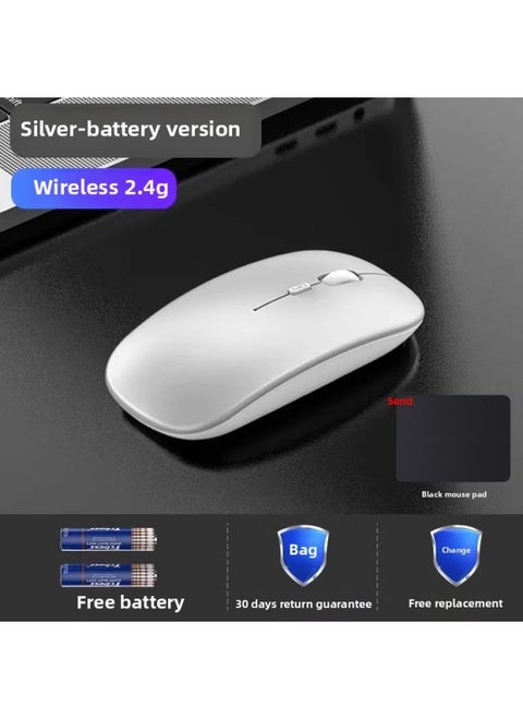 Wireless Mouse Charging Silent Bluetooth Dual-mode Home Office Laptop Desktop External Unlimited Mouse-Specifications:Silver Wireless Version [battery Version + Powerful Battery Life]/
