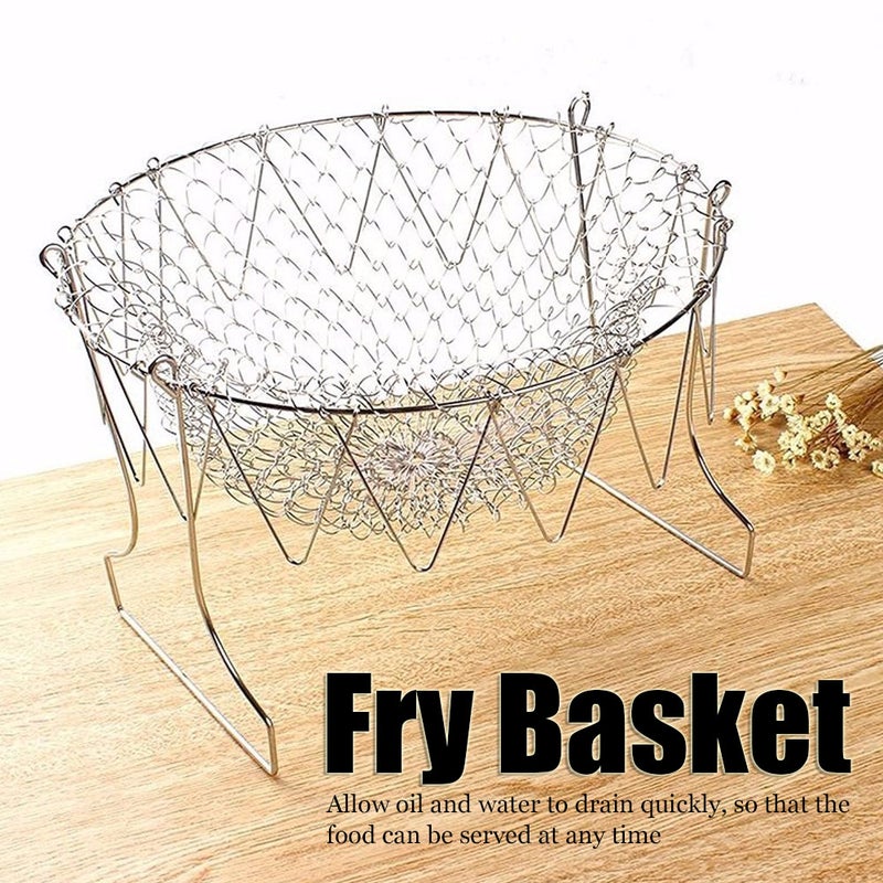 سلة قلي قابلة للطي لغليان وغسل من الفولاذ المقاوم للصدأ - مرشح لأطعمة مقلية - أدوات ومستلزمات القلي - Image 1