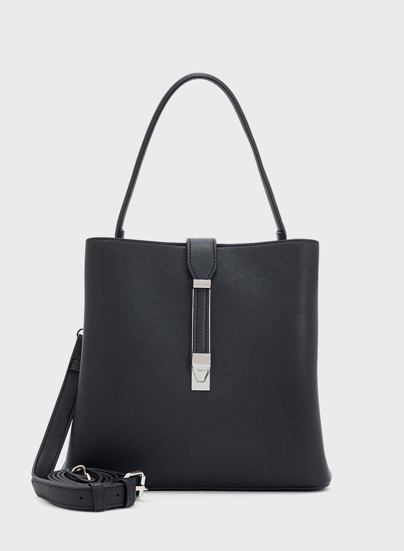 ELLA Metal Closure Detail Minimalist Satchel Bag  - Image 1