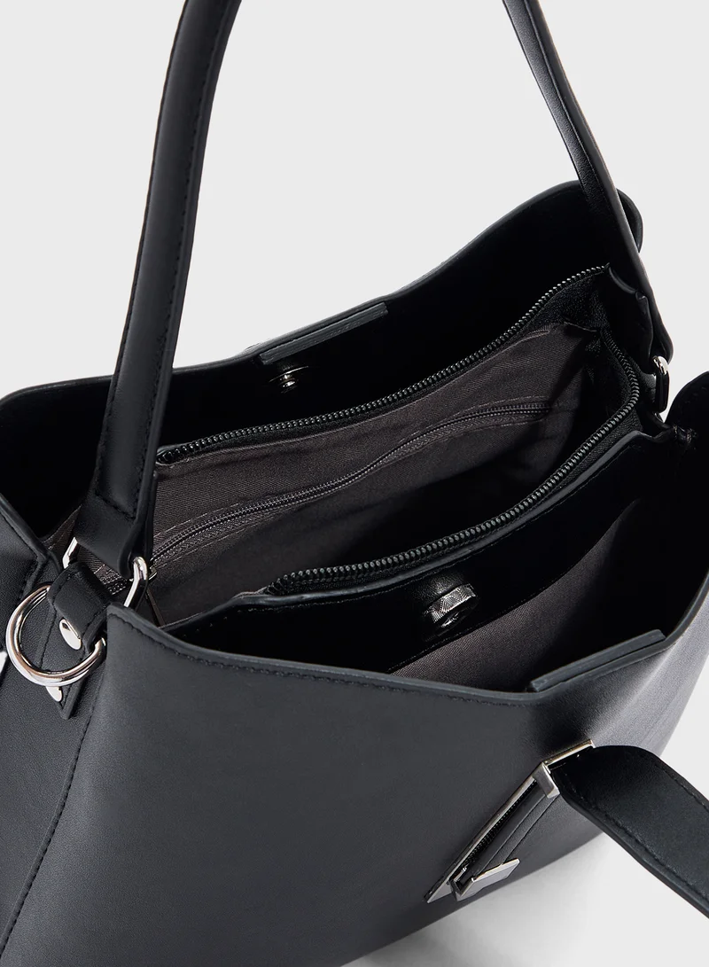 ELLA Metal Closure Detail Minimalist Satchel Bag