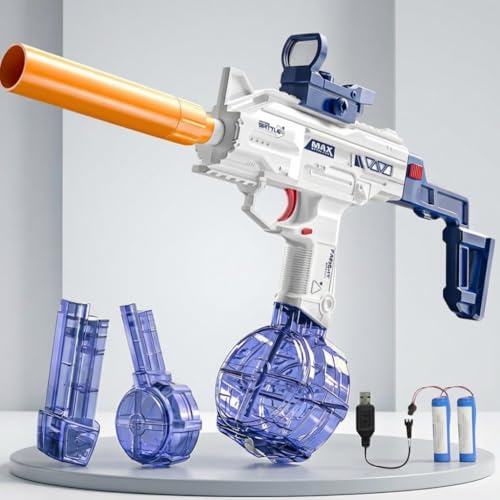 VikriDA Electric Water Gun with Free Extra Rechargeable Battery | 500CC + 60CC Capacity Water Blaster up to 35 ft Range | Backyard Summer Splash Toy – Blue - Image 1