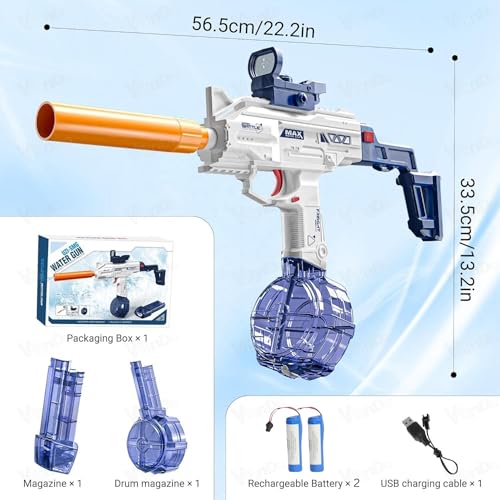 VikriDA Electric Water Gun with Free Extra Rechargeable Battery | 500CC + 60CC Capacity Water Blaster up to 35 ft Range | Backyard Summer Splash Toy – Blue - Image 5