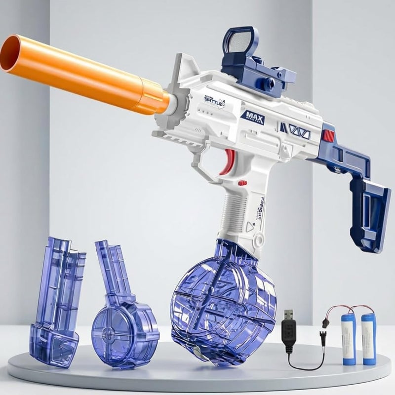 VikriDA Electric Water Gun with Free Extra Rechargeable Battery | 500CC + 60CC Capacity Water Blaster up to 35 ft Range | Backyard Summer Splash Toy – Blue - Image 4