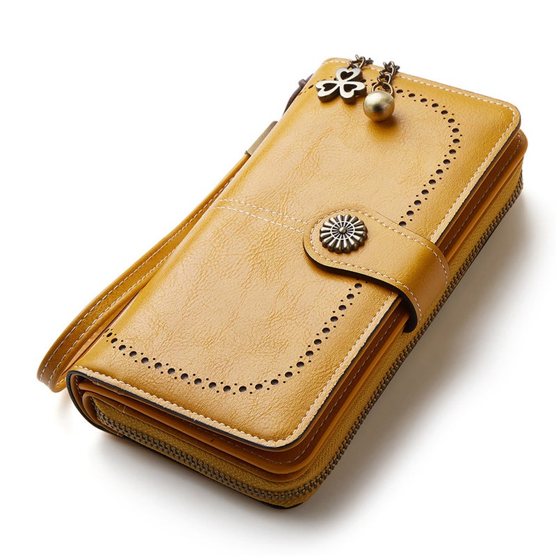 Multifunctional Solid Color PU Leather Wallet, RFID Blocking Design Portable Daily Storage Purse for Cards Cash Coin Business Use - Image 3
