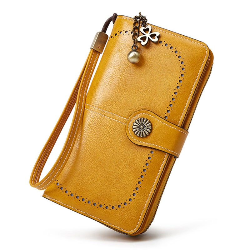 Multifunctional Solid Color PU Leather Wallet, RFID Blocking Design Portable Daily Storage Purse for Cards Cash Coin Business Use - Image 1