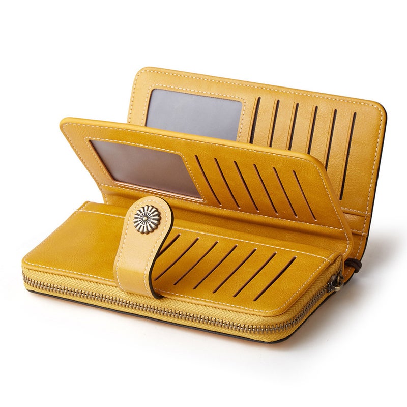 Multifunctional Solid Color PU Leather Wallet, RFID Blocking Design Portable Daily Storage Purse for Cards Cash Coin Business Use - Image 2