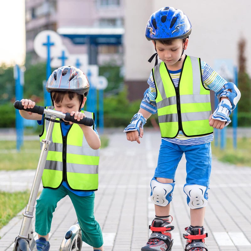 Unittype 4 Pieces Kids Safety Vest Construction Reflective Traffic Vest for Running Kindergarten Preschool Children(Fluorescent Green) - Image 4
