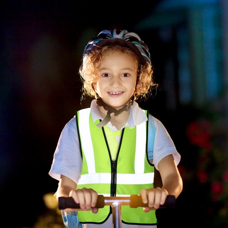 Unittype 4 Pieces Kids Safety Vest Construction Reflective Traffic Vest for Running Kindergarten Preschool Children(Fluorescent Green) - Image 5