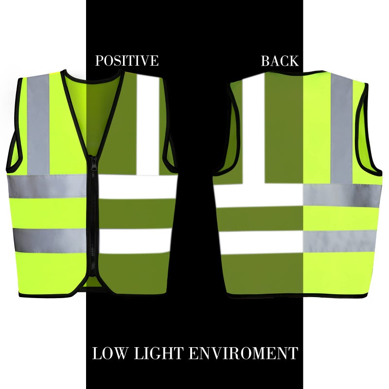Unittype 4 Pieces Kids Safety Vest Construction Reflective Traffic Vest for Running Kindergarten Preschool Children(Fluorescent Green) - Image 3