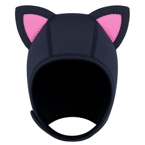 Dizokizo Scuba Hood Cat Ears Thermal Wetsuit Hood for Men Women 3mm Neoprene Swim Cap with Flow Vent for Snorkeling Diving Surfing Water Sports (L) - Image 1