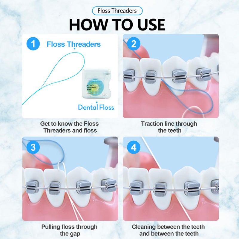 RAZOKO Floss Threaders | Dental Floss Threaders for Braces, Bridges, and Implants |210PCS (Pack of 3) - Image 5