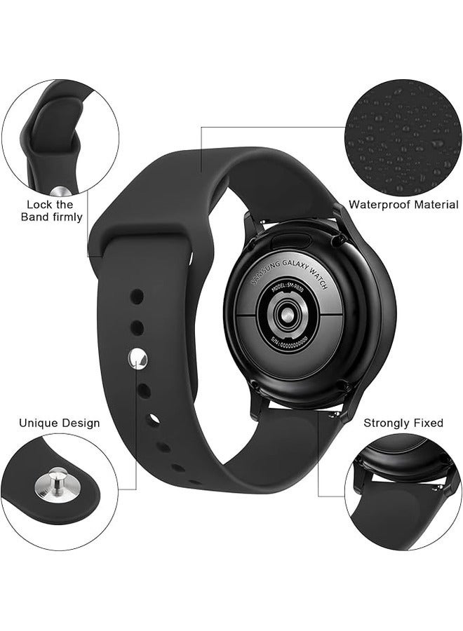 Black Soft Silicone Sport Band for Samsung Galaxy Watch 6 (40mm/44mm) & Galaxy Watch 6 Classic (43mm/47mm) - 20mm Replacement Strap for Men and Women - Image 2