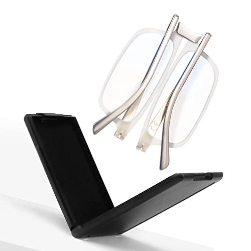 SKYOAK Evolved Folding Reading Glasses For Women Men Blue Light Blocking Anti UV Eyestrain Foldable Portable Compact Readers with Flat Hard Case Pocket Computer glasses 225 CLEAR - Image 1