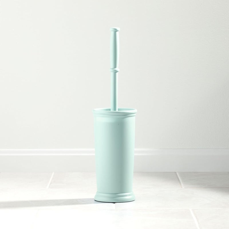 mDesign Toilet Bowl Brush and Holder - Covered Bathroom Toilet Brush - Standing Toilet Bowl Scrubber in Modern Holder - Space Saving, Deep Cleaning Brush for Toilet - Hyde Collection - Mint Green - Image 2