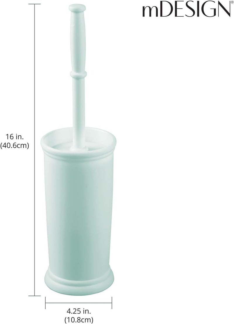 mDesign Toilet Bowl Brush and Holder - Covered Bathroom Toilet Brush - Standing Toilet Bowl Scrubber in Modern Holder - Space Saving, Deep Cleaning Brush for Toilet - Hyde Collection - Mint Green - Image 3