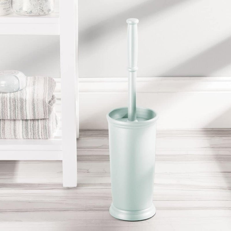 mDesign Toilet Bowl Brush and Holder - Covered Bathroom Toilet Brush - Standing Toilet Bowl Scrubber in Modern Holder - Space Saving, Deep Cleaning Brush for Toilet - Hyde Collection - Mint Green - Image 1
