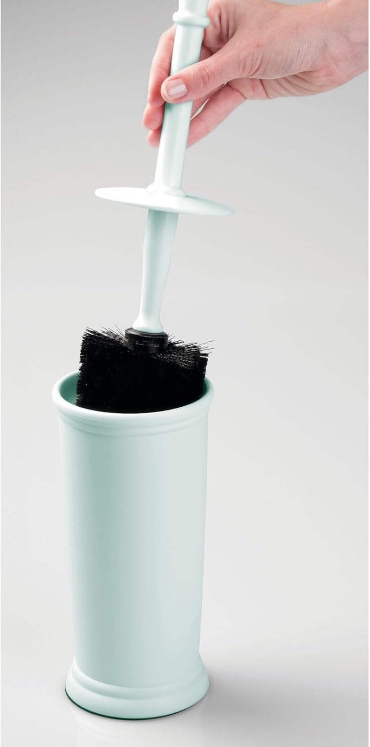 mDesign Toilet Bowl Brush and Holder - Covered Bathroom Toilet Brush - Standing Toilet Bowl Scrubber in Modern Holder - Space Saving, Deep Cleaning Brush for Toilet - Hyde Collection - Mint Green - Image 4