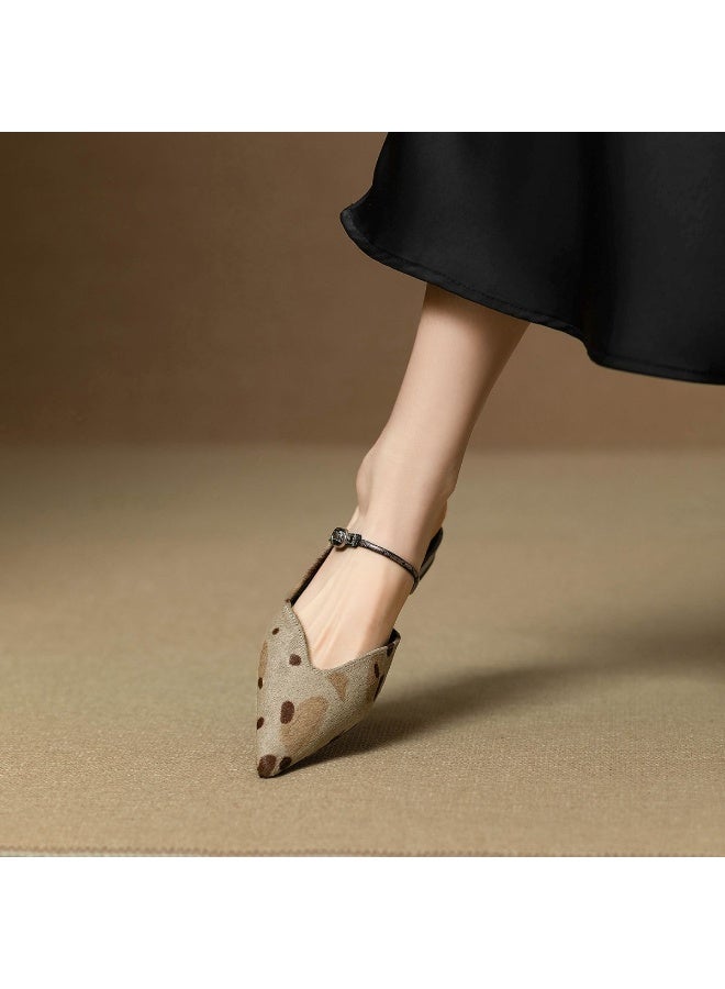 BAGCO High-quality autumn pointed leopard print closed toe sandals women's flat half slippers - Image 5